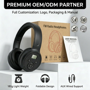 Casque audio portable avec radio FM à puce DSP, large plage 50-108 MHz, affichage numérique, autonomie de 24h, pliable, FBA - Product Image 3