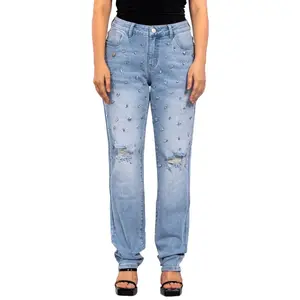 Sparkling Sales On Wholesale rhinestone decorate jeans 