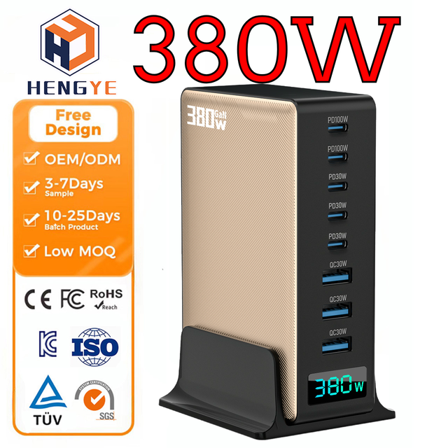 Multi Function Travel Wall Charger Usb-C Multi-Port Adapters 5C3A 380w Gan Usb C Wall  Charger