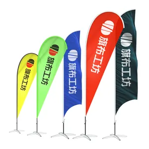 Wholesale cheap Outdoor Custom Printed Promotional Flag Banner Advertising Feather Teardrop Beach Flag
