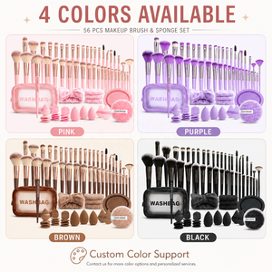 Ensemble de pinceaux de maquillage professionnel de 56 pièces, grande combinaison d'outils de beauté, lavage du visage, ombre à paupières, fard à joues, poudre pour cheveux, éponge de maquillage - Product Image 2