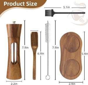 2 Pack Refillable Salt and Pepper Grinder Set, 8 Inch Wooden <strong>Mills</strong> with Ceramic Grinder &amp; Adjustable Coarseness - Product Image 6