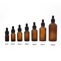 Amber Eco -friendly 5ml 10ml 15ml 20ml 30ml 50ml 100ml Luxury Hair Oil Frosted Amber Glass Dropper Bottle Amber Essential Oil Bottles