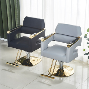Vente en gros de salons de coiffure modernes fauteuils de <span class=keywords><strong>barbier</strong></span> inclinables hydrauliques professionnels en cuir doré pour hommes et femmes base en métal - Product Image 5