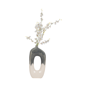 Vaso in Ceramica Curvo con Ritagli, Design Bicolore per Arredamento Soggiorno, Camera da Letto, Ufficio - Product Image 2