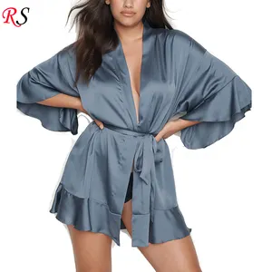 High Quality Custom Cheap New Design Women Kimono Japanese Silk Satin Robes