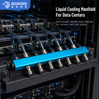Collecteur de refroidissement liquide OCOCOO en aluminium anodisé, modulaire, 2 à 10 ports à connexion rapide, étanche, haut débit pour le refroidissement des centres de données