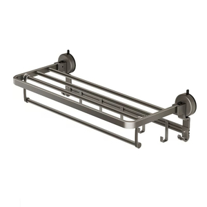 Étagère de salle de bain pour serviettes <span class=keywords><strong>sans</strong></span> perçage ; <span class=keywords><strong>Porte</strong></span>-serviettes intégré pour toilettes, douche, salle de bain, lavabo - Product Image 2