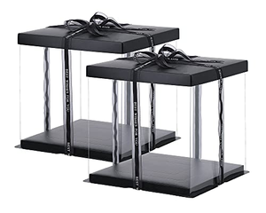 Boîte à gâteau carrée transparente de luxe avec logo personnalisé, emballage en plastique de haute qualité, 12 à 14 pouces, double couche, pour mariage, anniversaire, fête - Product Image 1