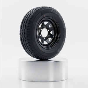 Ensemble <span class=keywords><strong>pneu</strong></span> et jante de remorque radiales en acier de 14 pouces sur jante modulaire noire 185R14C, indice de charge C, certifié DOT - Product Image 4