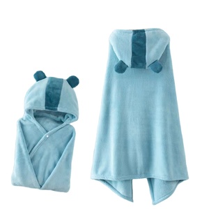 Serviette de Bain <span class=keywords><strong>Poncho</strong></span> à Capuche pour Enfants en <span class=keywords><strong>Polaire</strong></span> Corail et Microfibre, Grande Taille, Portable, en Peluche, Vente en Gros à Prix Abordable - Product Image 4