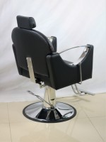 Fauteuil de Barbier Antique en Métal Aluminium avec Pompe Hydraulique, Repose-Pieds Réglable, Noir, Garantie 1 An, pour Salon de Coiffure et Barbier
