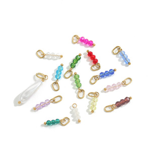 Breloques en perles facettées colorées |   Pendentif en acier inoxydable plaqué or 18K PVD pour bracelets, colliers et boucles d'oreilles |   Imperméable - Product Image 1