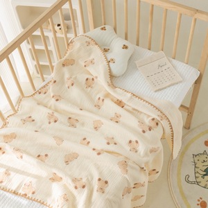 Serviette de bain en coton biologique 400TC à imprimé floral, froissée, double couche, douce, confortable et écologique - Product Image 1