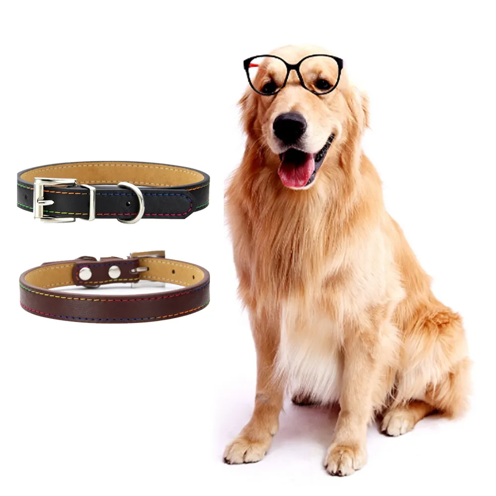 Adjustable Comfort Pet Dog Collar Durable Faux Round braided Leather Dog Collars
