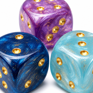 Ensemble de dés en acrylique marbré nacré personnalisé de 16 mm avec points dorés, plusieurs couleurs, pour jeux de société et cadeaux - Product Image 2