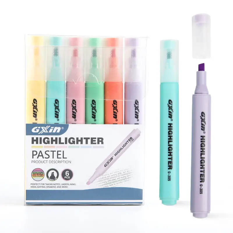 Gxin G-305 Factory 6 Farben Farbe benutzer definierte Text marker Markierung stift Set wasser basierten Schule und Büro fluor zieren den Stift