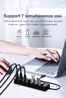 Hub USB 3.0 para PC, Divisor de Alta Velocidad de 4 a 7 Puertos con Interruptor de Encendido/Apagado, Material ABS para Computadora Portátil, en Existencia
