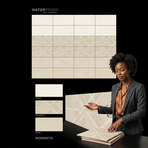 Azulejo de Porcelana Cerámica de Alta Calidad, Diseño Gris Momento, Acabado Mate, 300x600mm (12x24), para Interiores, Baños, Paredes Exteriores - Product Image 1