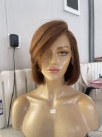 Perruques en cheveux humains SHY Medical, entièrement nouées à la main, bonnet respirant, design léger, remplacement capillaire coupe pixie pour cliniques et usines