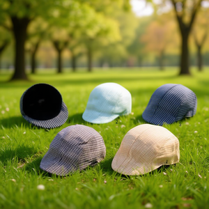 Gorra Plana de Algodón a Cuadros para Hombre, 5 Paneles, Informal, para Uso en Exteriores, Primavera-Otoño - Product Image 3