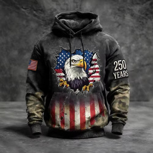 Sweat-shirt à capuche pour homme 100% coton, manches régulières, poche imprimée, respirant, tricoté, vêtement décontracté - Product Image 4