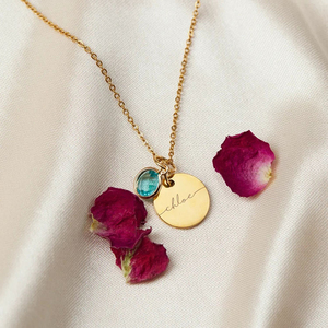 <span class=keywords><strong>Perhiasan</strong></span> Liontin Kristal Batu Kelahiran yang Dipersonalisasi, Kalung Nama Monogram Kustom untuk Hadiah Ulang Tahun - Product Image 4