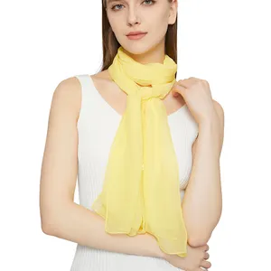 cultural chiffon scarf customization shawl Beautiful 50*160cm stain Pale yellow georgette