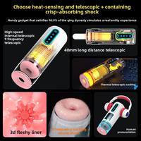 Vollautomatisches Vibrations-Teleskop-Masturbationsgerät für Männer mit Thermofunktion und starkem Innenbecher, automatische Heizung, Sexspielzeug