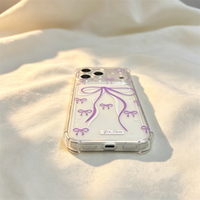 Coque de téléphone antichoc transparente en TPU souple, motif nœud violet style Ins mignon, pour iPhone 18 17 16 15 14 13 12 11 Pro Max Plus (vente en gros)