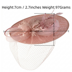 Serre-tête élégant pour <span class=keywords><strong>femme</strong></span>, imitation lin et plumes, nouveau modèle tendance, idéal pour les mariages, les courses hippiques et les banquets. - Product Image 5