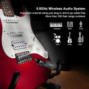 Transmisor y Receptor Inalámbrico para Guitarra Lekato, Sistema de Audio Recargable para Altavoz, Negro WS-50 - Product Image 3