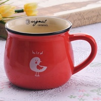 Mug à café personnalisé avec logo, aspect émaillé couleur café, bord noir, forme ronde, en céramique, avec poignée, tasse à lait, thé, chocolat en porcelaine