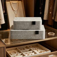 Boîte à bijoux rectangulaire moderne et élégante en métal et MDF, avec texture croco en similicuir, pour rangement sur commode, coiffeuse ou bureau