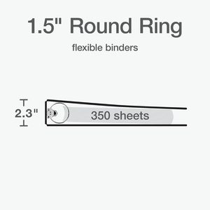 Reliure souple de 1,5 pouce, reliure en polypropylène résistante et flexible avec 4 pochettes transparentes, capacité de 350 feuilles pour l'école et le bureau - Product Image 2