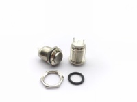 Bouton poussoir métallique 12 mm, interrupteur à enclenchement et momentané, type mini, étanche IP65, bornes de soudure 2 broches