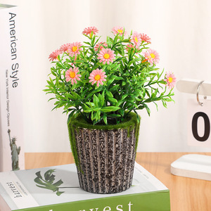 Fleurs artificielles en pot, imitation bassin en pierre, 16x23cm, décoration de bureau, ornement de jardin domestique - Product Image 4