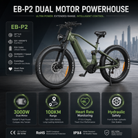 Vélo électrique à batterie lithium P2, double moteur 3000W, vitesse maximale 55 km/h, autonomie 75-100 km, entrepôt local à l'étranger