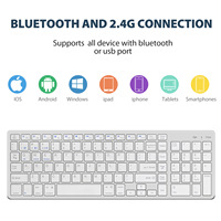 BT + 2.4G Dual-Mode Slim Mini Kabellose Tastatur-Maus-Set Wiederaufladbar Vollgröße Ultra-Dünn für Laptop PC Multi-Gerät Verfügbar