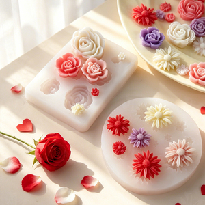 J10-591 Personnalisation d'usine et vente en gros de moules en silicone à petites fleurs pour la fabrication de bougies/savons/gâteaux/chocolats/décorations - Product Image 4