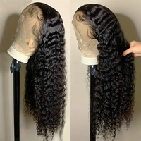 Vente en gros pas cher cheveux brésiliens sans colle frontale dentelle perruque vierge cuticule aligné cheveux humains blanchiment noeuds cheveux de bébé perruque de vague d'eau