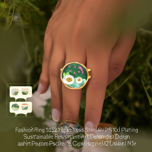 แหวนแฟชั่น สแตนเลสสตีล 316L ชุบทอง PVD ดีไซน์ศิลปะที่ทนทานและยั่งยืน - Product Image 3