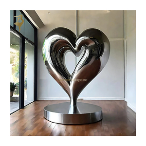 Scultura in metallo di Design moderno di arte urbana 304 acciaio inossidabile che combina la statua di mela e cuore - Product Image 5