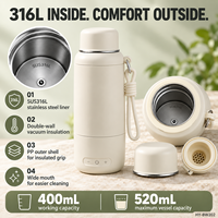 Chauffe-eau portable pour lait infantile 520 ml, rechargeable, chauffe-eau de voyage, affichage de la température LED, verrouillage enfant, OEM ODM CE RoHS CCC