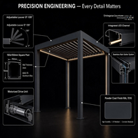 Gazebo en aluminium à persiennes sur mesure pour extérieur, idéal pour les piscines, les hôtels, les complexes hôteliers et les espaces de loisirs.