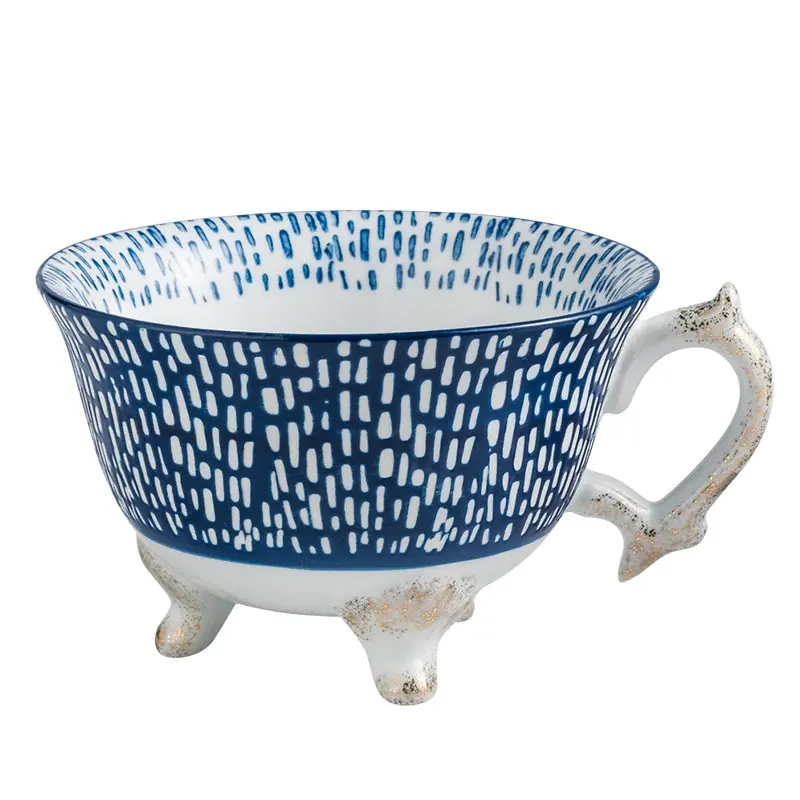 Retro Japanese Tea Water Cup Hand-Painted Mug Espresso Triangle Tripod Feet Cup Ceramic Cup