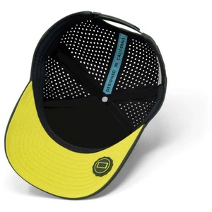 หมวกแก๊ปตาข่ายแบบกำหนดเอง OEM พร้อมโลโก้ 5 แผง ปีกโค้งเล็กน้อย แบบ Snapback ป้ายยางกันน้ำ หมวกกอล์ฟ - Product Image 5