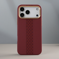 Étui de protection intégral antichoc en cuir PU avec cadre métallique à rayures en fibre pour iPhone 17 Pro Max/16 Pro