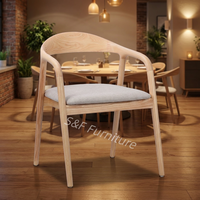 Chaises de salle à manger en bois nordique, siège confortable et moelleux, fauteuil en bois de caoutchouc naturel, chaise décontractée pour café, maison, restaurants, bars, hôtels