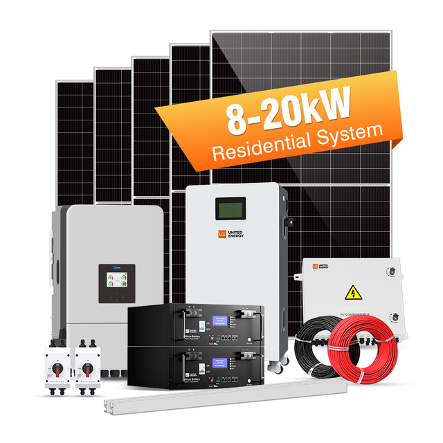 All-In-One Hybrid Grid PV Solar Energy System 10kW 12kW 20kW 6000 Cycles Roller Lithium Battery IP65 CAN 630W Bifacial Solar
